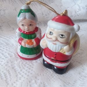 Vintage Santa and Mrs Clause Christmas Ornaments
